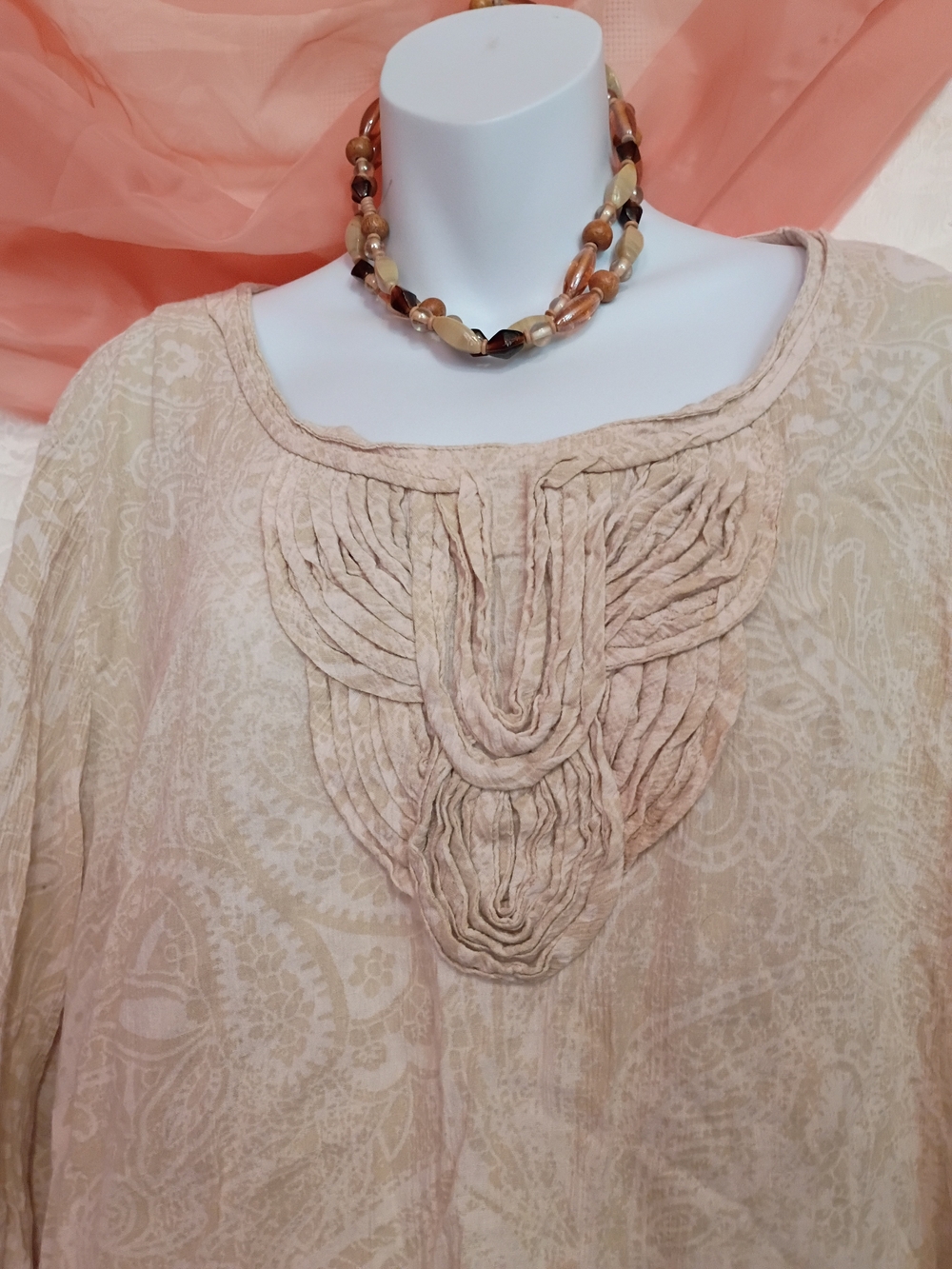 🛍️ BUNDLE ONLY🛍️Liz & Me Cream Embroidered Peasant Tunic - Picture 3 of 6